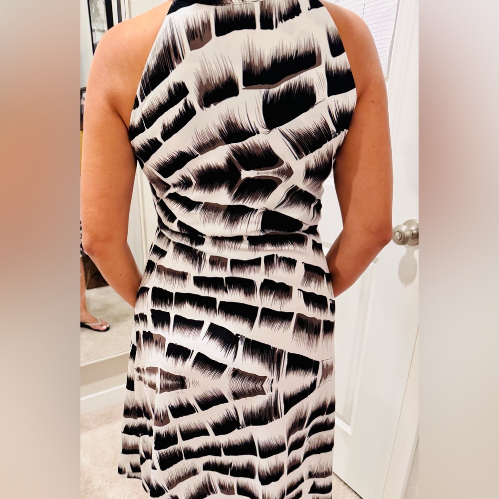 Kenneth Cole Reaction Black and White Patterned Dress